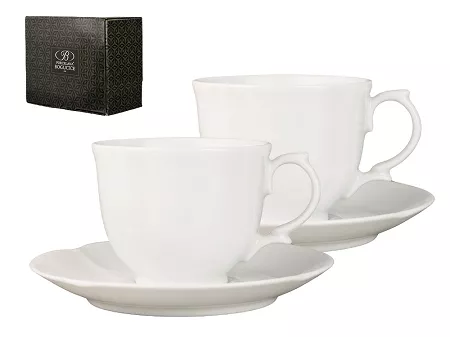 Komplet filiżanek ze spodkami 0,20 L / 15 cm (2szt.) Bogucice - Perla White 1150