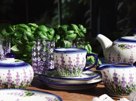 Garnitur do kawy na 12 osób (39el.) Bolesławiec - Lawendowy Zakątek