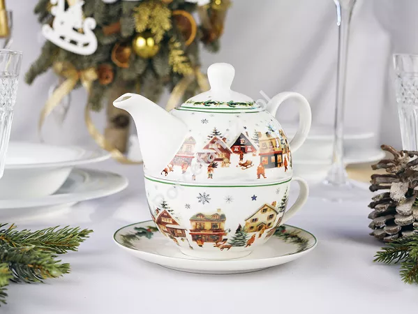 Filiżanka ze spodkiem  0,3 l / 15 cm i z dzbankiem 0,45 l  Duo  - Christmas Village 15.CHV.KDH Filiżanka ze spodkiem  0,3 l / 15 cm i z dzbankiem 0,45 l  Duo  - Christmas Village 15.CHV.KDH