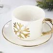 Filiżanka ze spodkiem 0,22 L Altom Design - Śnieżynka złota 07.CHR.1223