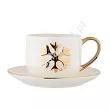 Filiżanka ze spodkiem 0,22 L Altom Design - Śnieżynka złota 07.CHR.1223
