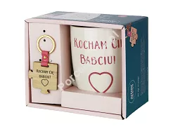 Kubek baryłka 0,34 L z drewnianym brelokiem Altom Design -  Kocham Cię Babciu 07.BAB.2695