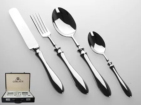 Komplet sztućców 68 szt. dla 12 osób Gerlach - Sztućce Retro 21A - wysoki połysk WALIZKA