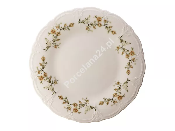 Talerz płytki 32 cm Bon Bistro - Retro Brown Flowers ecru Talerz płytki 32 cm Bon Bistro - Retro Brown Flowers ecru