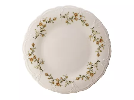 Talerz płytki 32 cm Bon Bistro - Retro Brown Flowers ecru