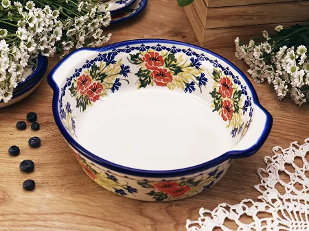 Naczynie do zapiekania 28 cm okrągłe Bolesławiec - Maki Smolińskiej gat. I
