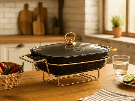 Podgrzewacz prostokątny 3,5 L  Festa Italia - Czarno-złoty 6.POD.6293