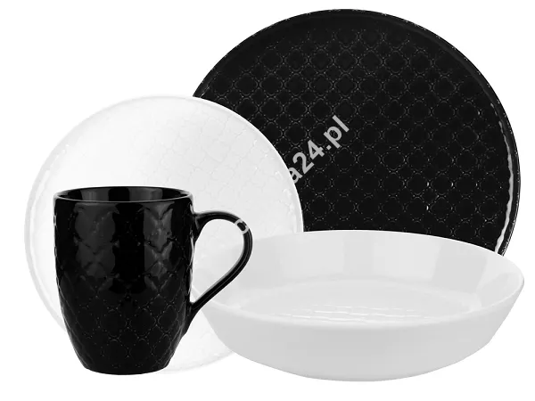 Serwis obiadowo - kawowy na 6 osób (24 el.) okrągły Lubiana - Marrakesz Black & White Serwis obiadowo - kawowy na 6 osób (24 el.) okrągły Lubiana - Marrakesz Black & White