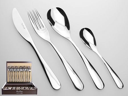 Komplet sztućców 24 cz. na 6 osób PINTI1929 - Swing (3,0 mm) - drewniana kaseta 23.0880.S091.K24