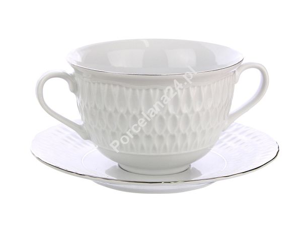 Bulionówka ze spodkiem 0,35 L / 15,7 cm Ćmielów - Sofia 3607 Platyna Bulionówka ze spodkiem 0,35 L / 15,7 cm Ćmielów - Sofia 3607 Platyna