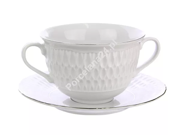 Bulionówka ze spodkiem 0,35 L / 15,7 cm Ćmielów - Sofia 3607 Platyna Bulionówka ze spodkiem 0,35 L / 15,7 cm Ćmielów - Sofia 3607 Platyna