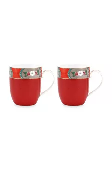 Komplet 2 kubków 145 ml Pip Studio - Blushing Birds Red 51BB.002.207