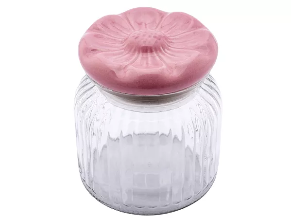 Pojemnik szklany z ceramiczną pokrywą 0,65 L Altom Design - Kwiat 07.POJ.8604 Pojemnik szklany z ceramiczną pokrywą 0,65 L Altom Design - Kwiat 07.POJ.8604