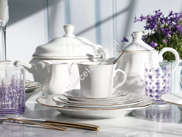 Serwis obiadowo - kawowy na 12 osób (81 el.) Bogucice - Gino White Gold 1273 Serwis obiadowo - kawowy na 12 osób (81 el.) Bogucice - Gino White Gold 1273