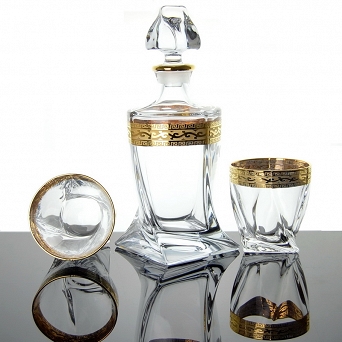Kpl. szklanek do whisky 0,34 L (6szt) + karafka 0,85L (1szt) Bohemia - QUADRO Rich 4SB.QUR.531859