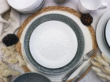 Serwis obiadowo-herbaciany na 6 osób (26 el) Lubiana - Hanami Klasyczna Biel / Kamienna Szarość