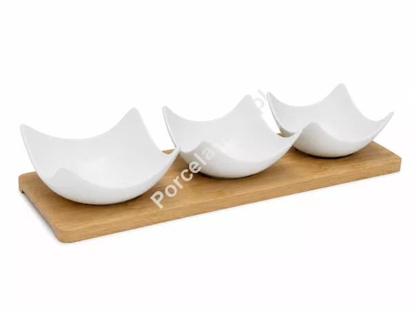 Kpl. 3 miseczek do dipów z tacką 26 cm Arca Italy - Łódki 956103 Kpl. 3 miseczek do dipów z tacką 26 cm Arca Italy - Łódki 956103