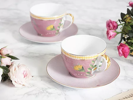 Komplet 2 filiżanek ze spodkiem 0,3 L Pip Studio - La Majorelle Pink 51.LMP.004.135