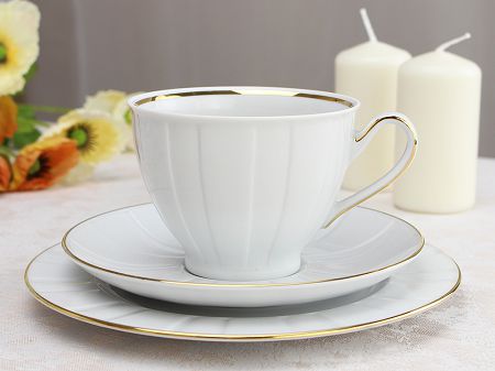Komplet do herbaty (kawy) na 6 osób (18 el.) Ćmielów - Oktawa 3610 ZŁOTA LINIA