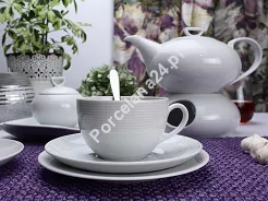 Garnitur do herbaty na 12 osób (41el) Chodzież - Yvette (Yvonne) E755 BIAŁA LINEA td17