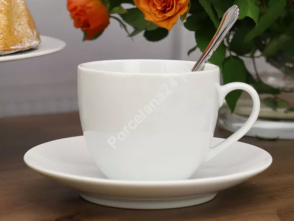 Filiżanka ze spodkiem 320 ml Bogucice - Base White 1184 Filiżanka ze spodkiem 320 ml Bogucice - Base White 1184