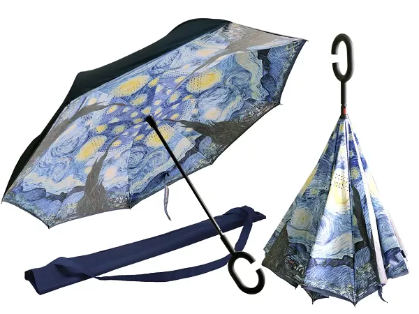 Parasol odwrotnie otwierany 80 cm Carmani - Vincent van Gogh - Gwiaździsta Noc 33.021-7251 Parasol odwrotnie otwierany 80 cm Carmani - Vincent van Gogh - Gwiaździsta Noc 33.021-7251