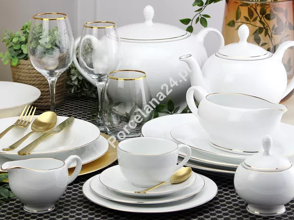Serwis obiadowo - herbaciany na 12 osób (81 el.) Bogucice - Lolita Gold 1162 Serwis obiadowo - herbaciany na 12 osób (81 el.) Bogucice - Lolita Gold 1162