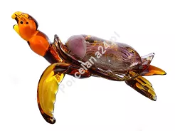 Figurka szklana 28 cm - Żółw z meduzą amber 4S.FIG.44002