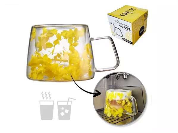 Szklanka termiczna z podwójną ścianką 0,18 L Ecarla - Hortensja Bloom Yellow 20.SZK155 Szklanka termiczna z podwójną ścianką 0,18 L Ecarla - Hortensja Bloom Yellow 20.SZK155