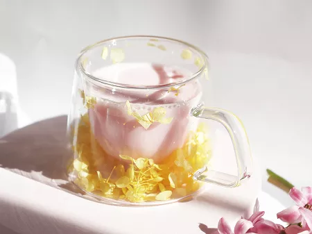 Szklanka termiczna z podwójną ścianką 0,18 L Ecarla - Hortensja Bloom Yellow 20.SZK155