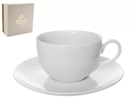 Filiżanka ze spodkiem 0,25 L / 15,5 cm Chodzież - Yvette (Yvonne) E755 BIAŁA LINEA Gift Box