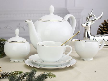 Garnitur do herbaty na 6 osób (21 el.) Bogucice - Lolita Gold 1162