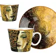 Komplet 2 filiżanek ze spodkiem do espresso 0,1 L Carmani - Gustav Klimt, Złote Łzy 33.532-0308