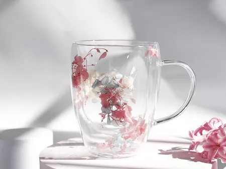 Szklanka termiczna z podwójną ścianką 0,3 L Ecarla - Hortensja Bloom Pastel 20.SZK179