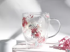 Szklanka termiczna z podwójną ścianką 0,3 L Ecarla - Hortensja Bloom Pastel 20.SZK179