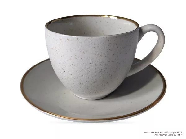 Filiżanka ze spodkiem 0,3 L / 16 cm  Bogucice - Alumina Granite Cool White Gold 1128G Filiżanka ze spodkiem 0,3 L / 16 cm  Bogucice - Alumina Granite Cool White Gold 1128G
