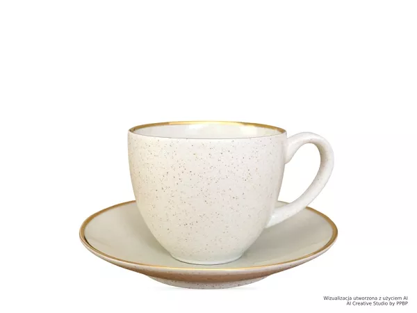 Filiżanka ze spodkiem 0,3 L / 16 cm  Bogucice - Alumina Granite Cool White Gold 1128G Filiżanka ze spodkiem 0,3 L / 16 cm  Bogucice - Alumina Granite Cool White Gold 1128G