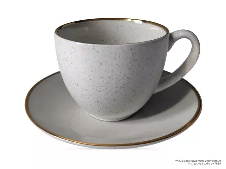 Filiżanka ze spodkiem 0,3 L / 16 cm  Bogucice - Alumina Granite Cool White Gold 1128G