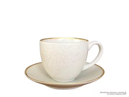 Filiżanka ze spodkiem 0,3 L / 16 cm  Bogucice - Alumina Granite Cool White Gold 1128G