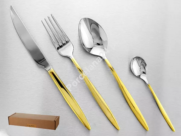 Komplet sztućców 24 cz. na 6 osób Hisar - Mercury Gold (4.0/3.0mm) złocone Komplet sztućców 24 cz. na 6 osób Hisar - Mercury Gold (4.0/3.0mm) złocone