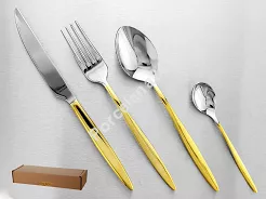 Komplet sztućców 24 cz. na 6 osób Hisar - Mercury Gold (4.0/3.0mm) złocone