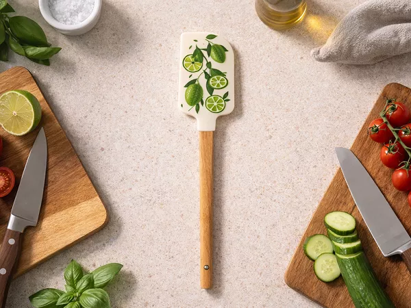 Szpatuła silikonowa z drewnianą rączką 23 cm Altom Design - Limonki 07.AK.1117 Szpatuła silikonowa z drewnianą rączką 23 cm Altom Design - Limonki 07.AK.1117