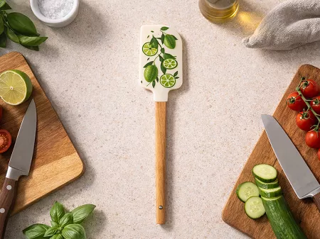 Szpatuła silikonowa z drewnianą rączką 23 cm Altom Design - Limonki 07.AK.1117