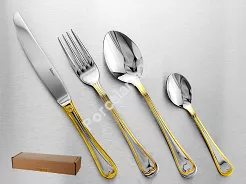 Komplet sztućców 24 cz. na 6 osób Hisar - Topkapi Gold (3.0/2.5 mm) złocone