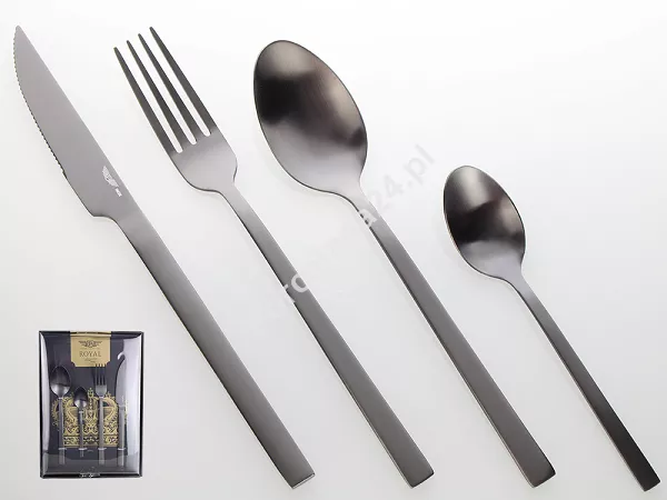 Komplet sztućców 24 cz. na 6 osób PINTINOX - Royal Black Satin (2.5 mm) 23.2KTU.7091.K24 Komplet sztućców 24 cz. na 6 osób PINTINOX - Royal Black Satin (2.5 mm) 23.2KTU.7091.K24