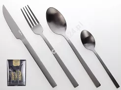 Komplet sztućców 24 cz. na 6 osób PINTINOX - Royal Black Satin (2.5 mm) 23.2KTU.7091.K24