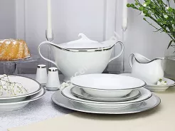 Serwis obiadowy na 12 osób (45 el.) Bogucice - Cleopatra Platin Plus 1174