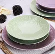 Komplet talerzy na 6 osób (18 el) Lubiana - Hanami Pistacjowa Zieleń / Pudrowy Róż