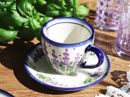 Filiżanka ze spodkiem 0,22 L / 14 cm Bolesławiec -  Lawendowy Zakątek