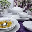 Serwis obiadowo - herbaciany na 12 osób (110 el) Chodzież - Yvette (Yvonne) E755 BIAŁA LINEA 
